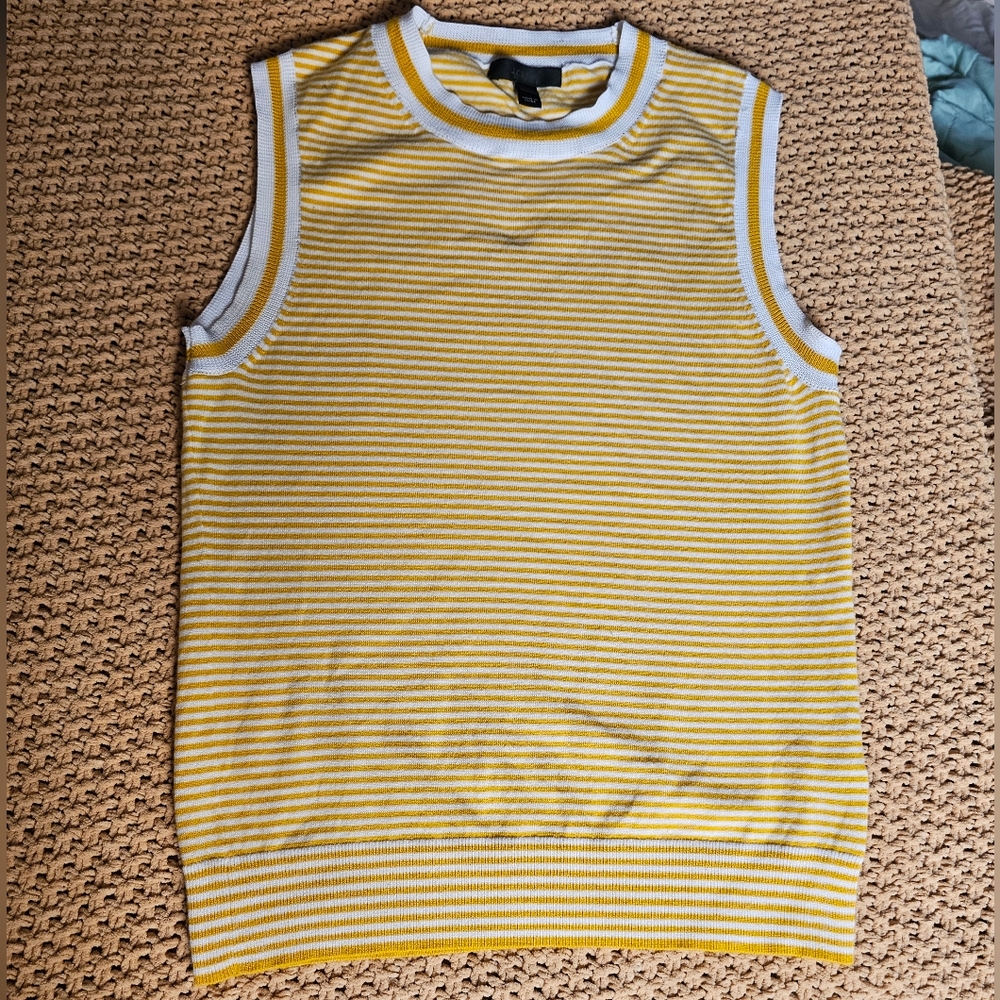 J. Crew Yellow and White Striped Knit Top